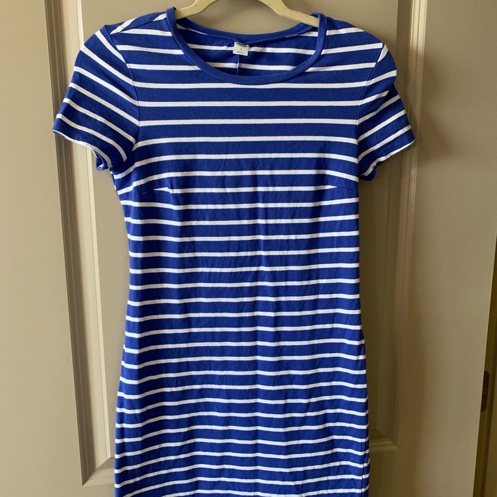 Blue Striped Old Navy Fitted T-shirt Dress